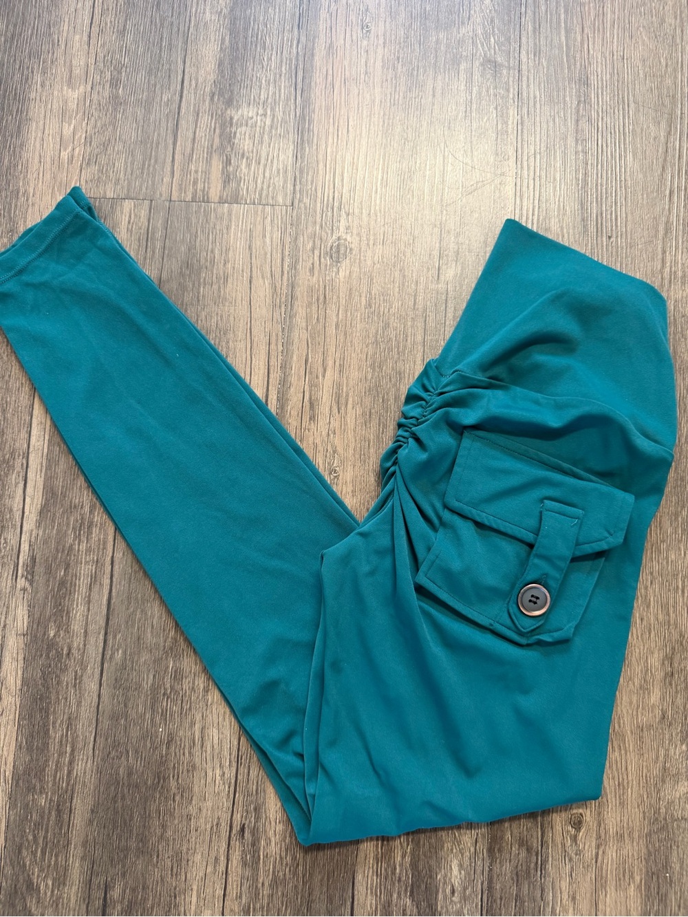 Activewear High-Waist Teal Scrunch Bootie Pocket Leggings Stretch Yoga Workout S - Picture 9 of 11